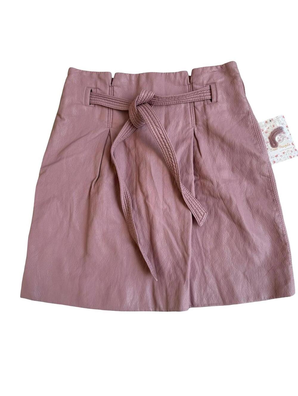 NWT Free People Pink Faux Leather Skirt Size 0